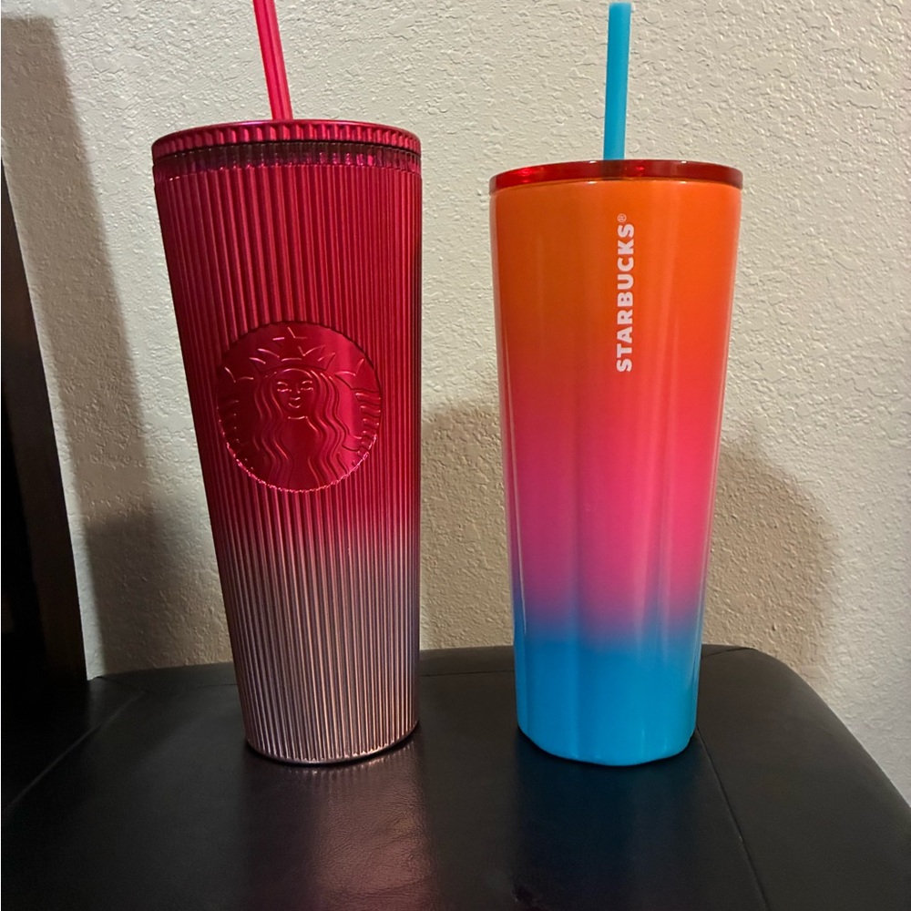 Starbucks Red and Orange-Blue Gradient Tumblers